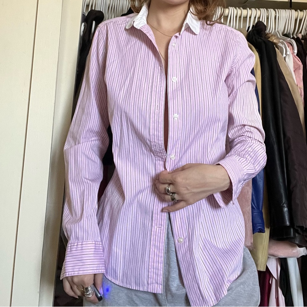 Pink striped Ralph Lauren polo shirt